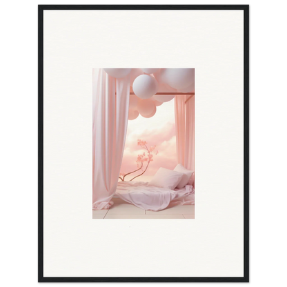 Framed wall art of dreamy pink bedroom scene, perfect for unique room decor in Dream Cosmos