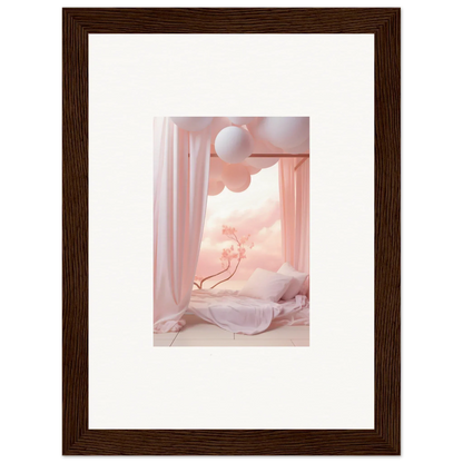 Delicate pink jellyfish floating gracefully in Dream Cosmos framed wall art for room decor