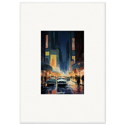 Rainy city street night painting, perfect canvas print for trendy room decoration wall art