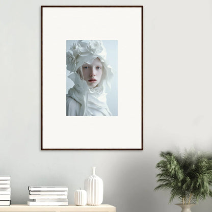 Framed wall art of a person with pale skin and white hair for stylish room decor