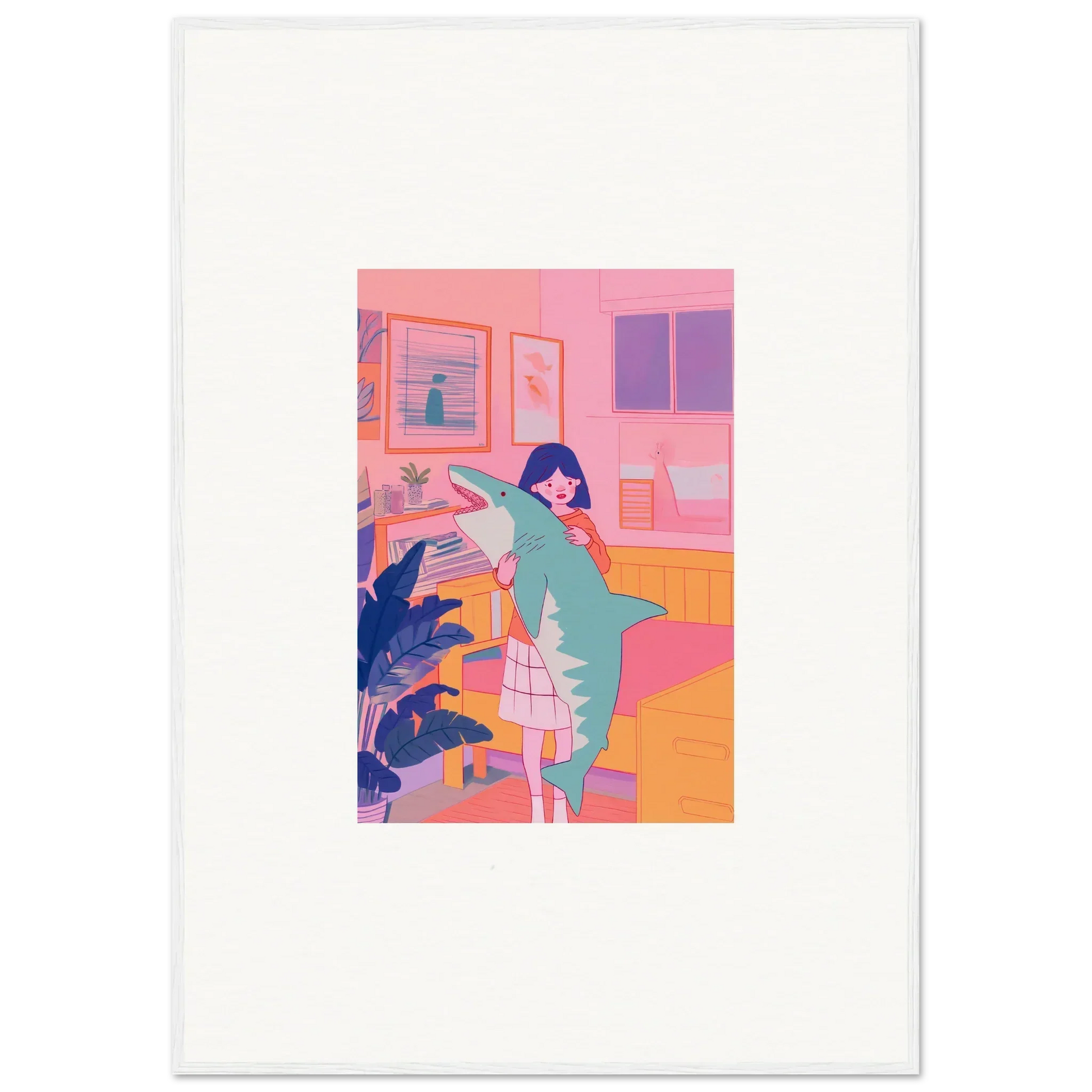 Woman stretching in a vibrant room, perfect for inspiring blog fables or canvas print decor