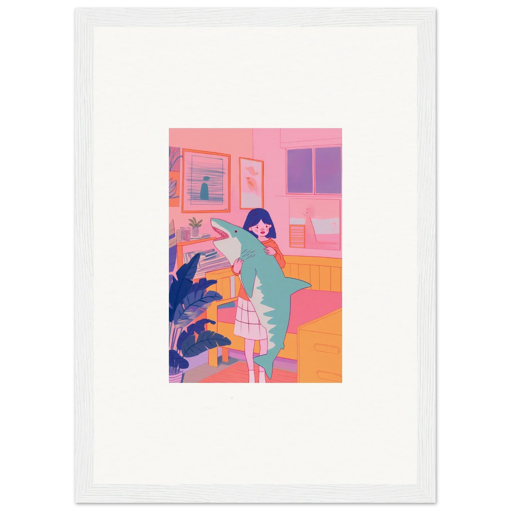 Framed canvas print of a woman in teal dress for colorful room decoration, Blog Fables