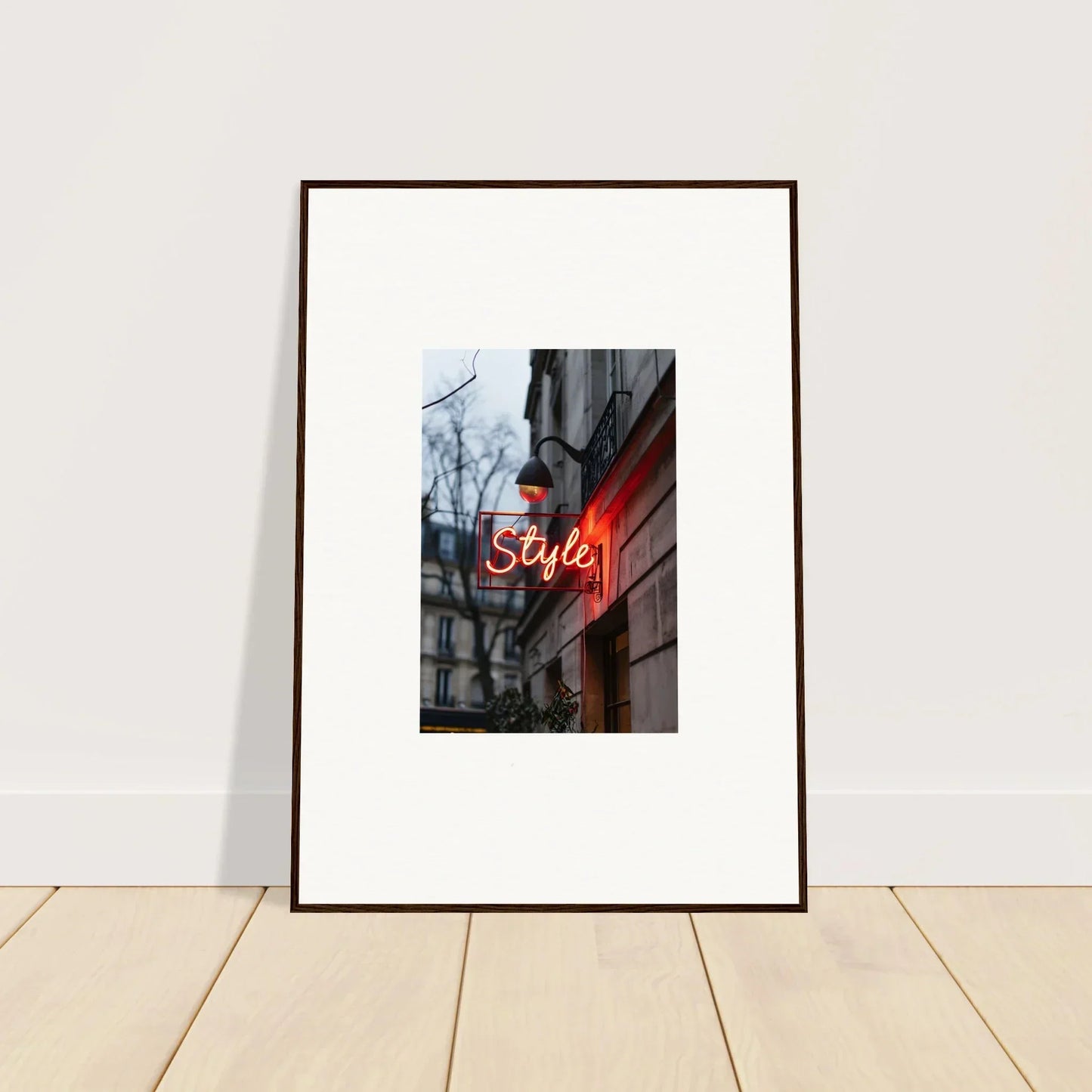 Framed photo of neon Sale sign, perfect for room decoration and Drift Dreams vibe