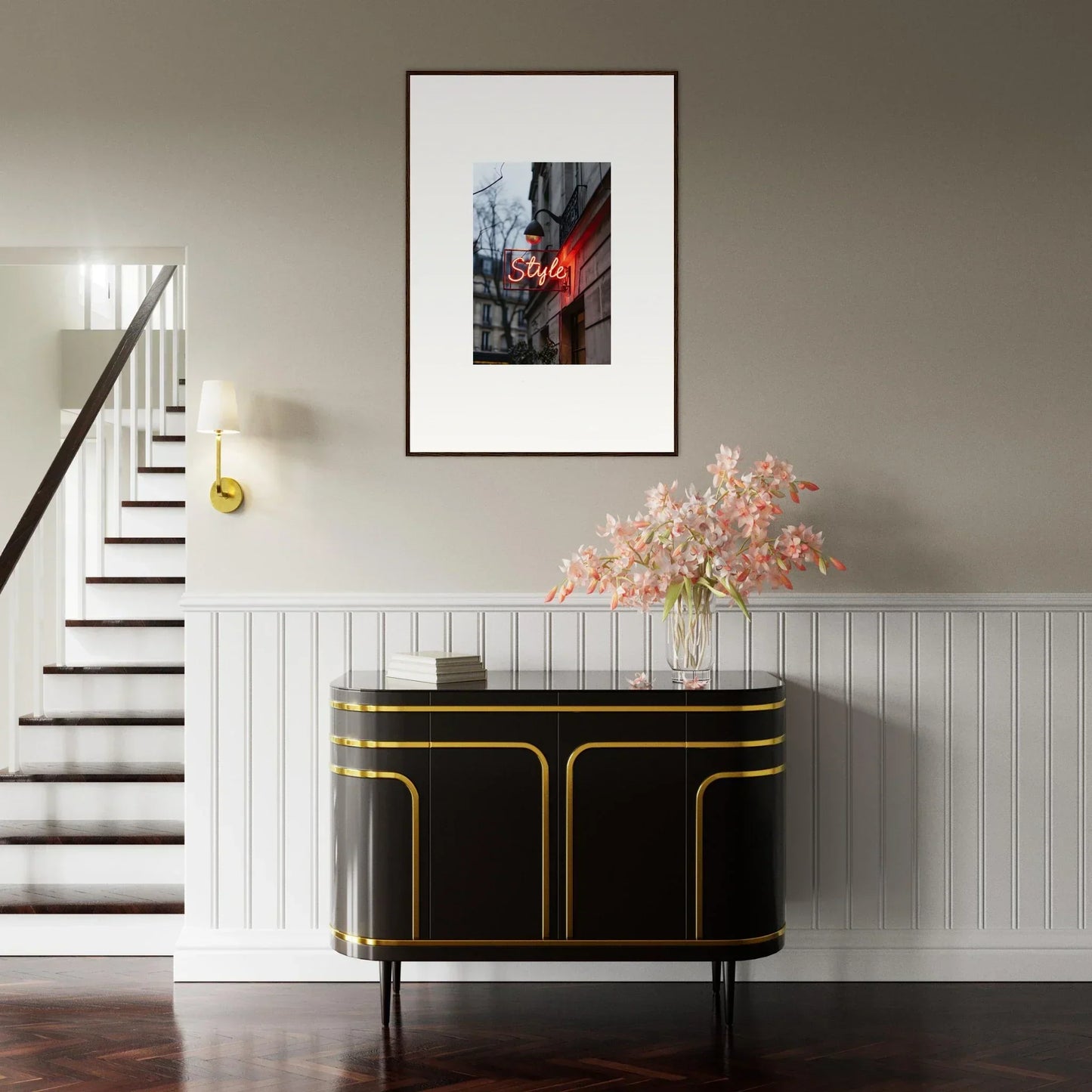 Elegant black and gold console table perfect for drift dreams room decoration