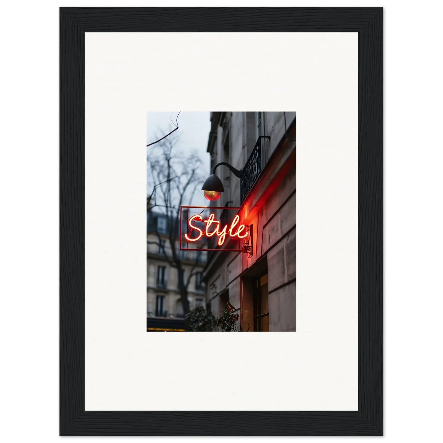 Framed neon Style sign on a building, perfect for drift dreams room decoration