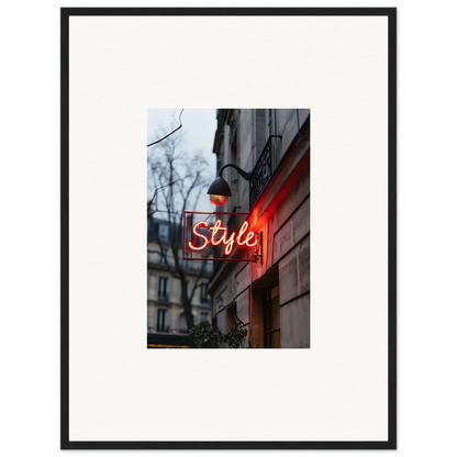 Framed neon Style sign on a building, perfect for Drift Dreams room decoration