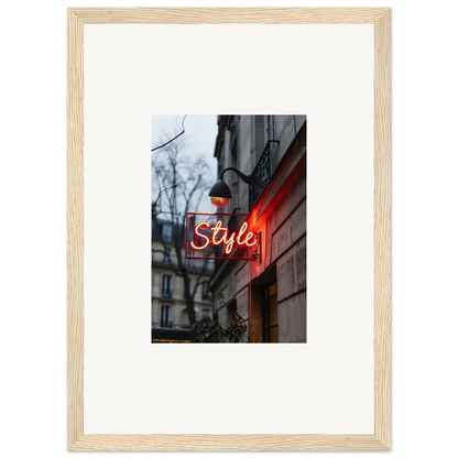 Framed photograph of neon Style sign for cool room decoration and drift dreams vibe