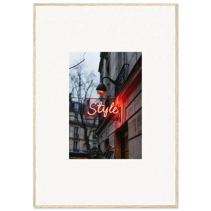 Neon sign of Style on a building, perfect for Drift Dreams room decoration vibes