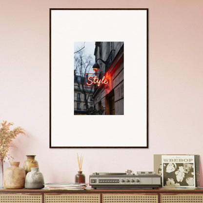 Framed photograph of a neon Style sign for cool room decoration or canvas print vibes