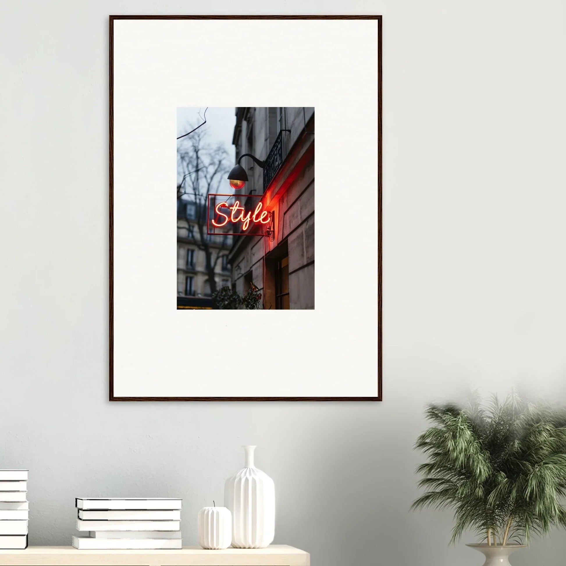 Framed photograph of a neon Style sign, perfect for drift dreams room decoration