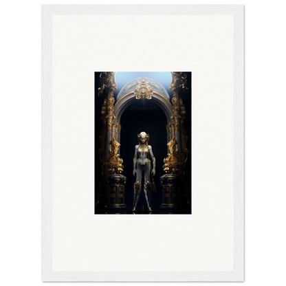 Metallic humanoid in ornate archway for a cool Griffinscape Synergy canvas print