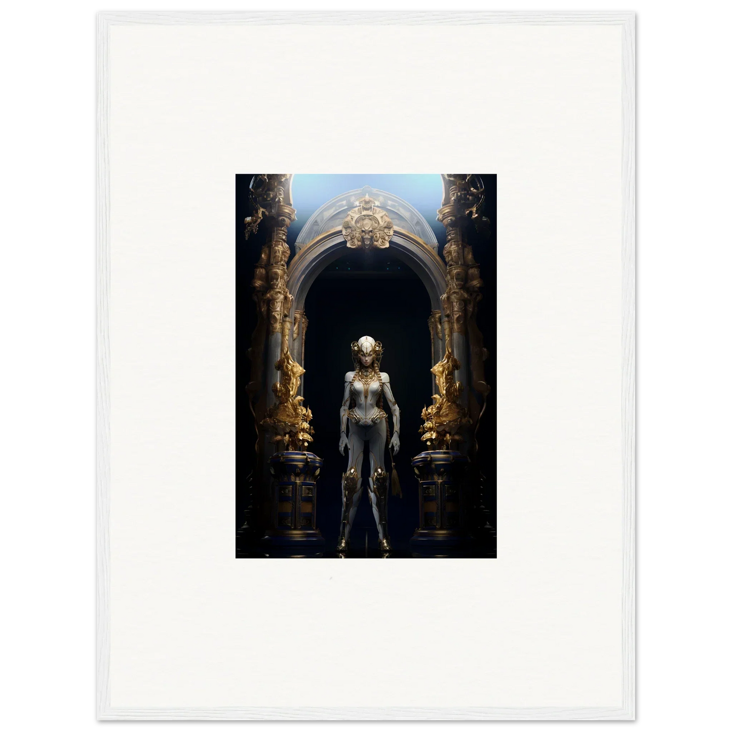 Humanoid robot in ornate archway for a striking Griffinscape Synergy canvas print