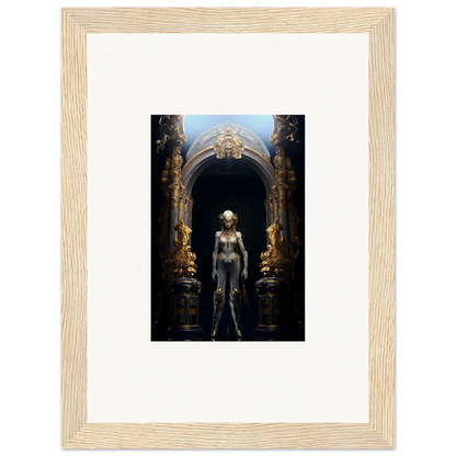 Framed canvas print of a metallic humanoid in an ornate archway for cool room decoration