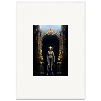 Futuristic humanoid in ornate archway, perfect for Griffinscape Synergy room decoration canvas print