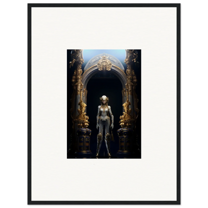 Framed canvas print of a humanoid in an archway for unique Room Decoration and Griffinscape Synergy