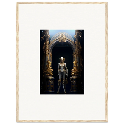 Metallic humanoid in ornate archway for striking Griffinscape Synergy canvas print