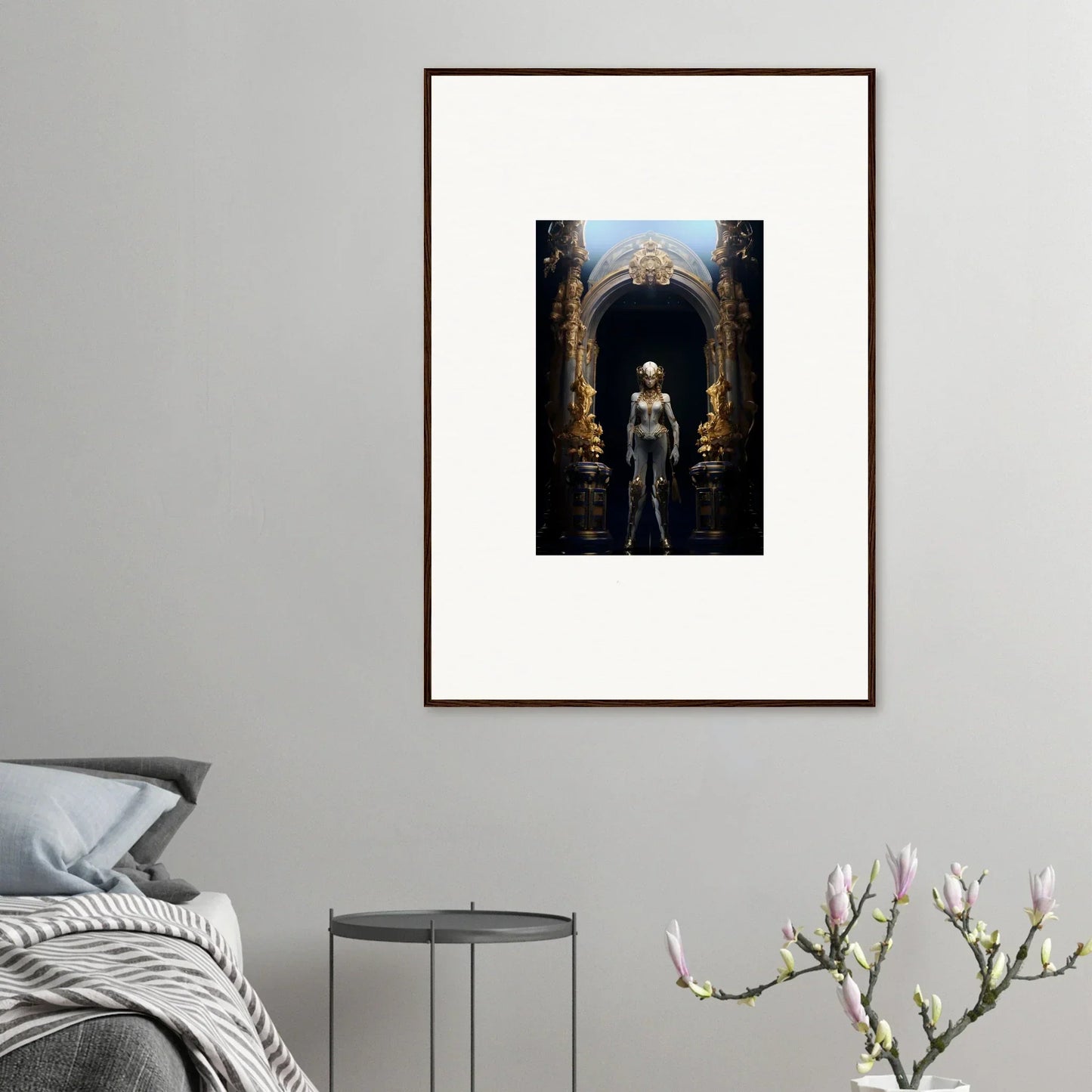 Framed canvas print of a figure in a dark doorway for stylish room decoration