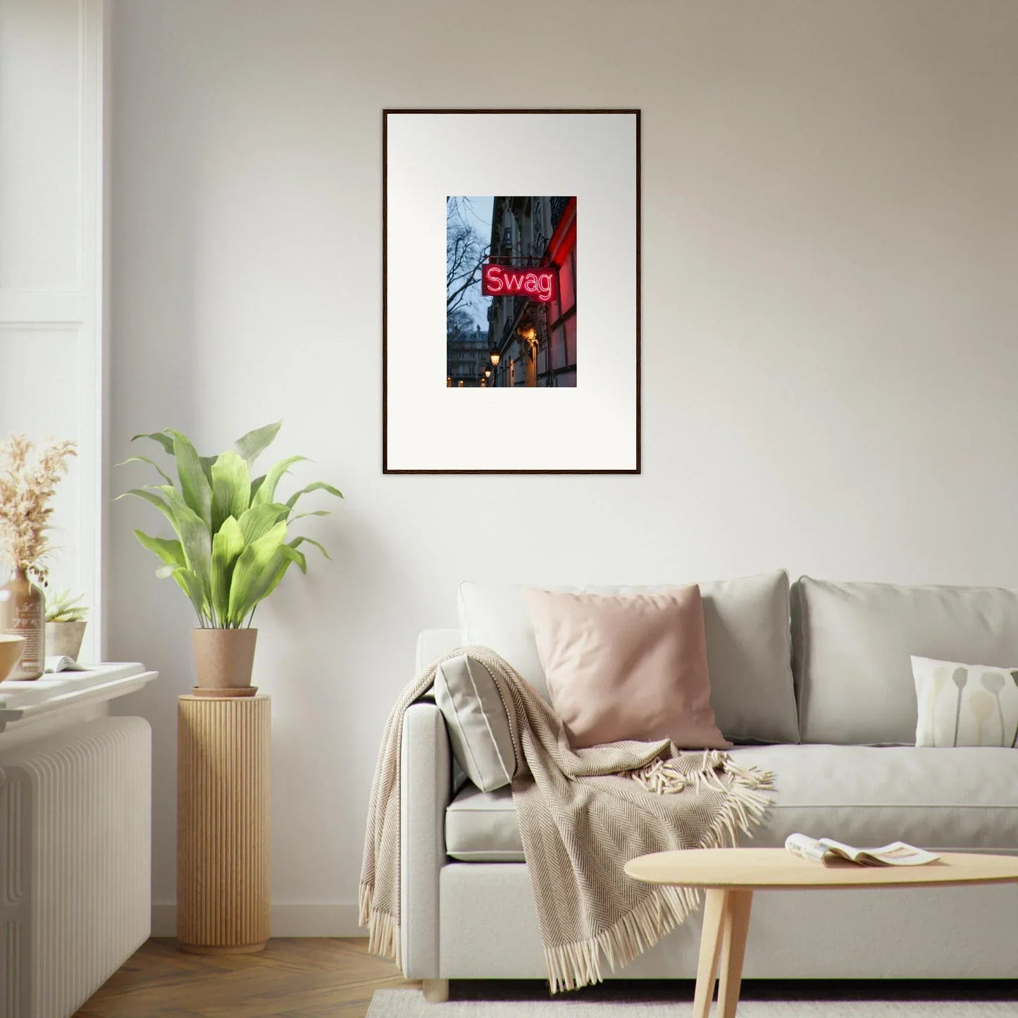 Framed canvas print of Swag in red, perfect for night dreams and cool room decoration