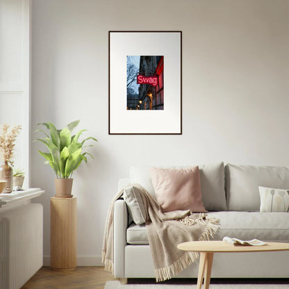 Framed canvas print of Swag in red, perfect for night dreams and cool room decoration