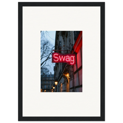 Neon red Swag sign on building, perfect for night dreams or room decoration vibes