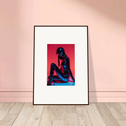 Framed wall art featuring a person in front of a vibrant red background for room decor