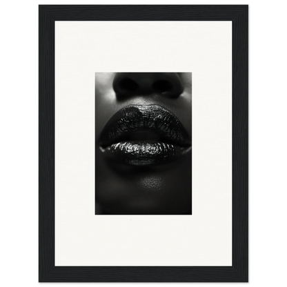 Close-up of glossy dark lips with metallic sheen from Nomad Kisses canvas print