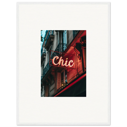 Illuminated neon sign spelling Chic in cursive, perfect for Parisian Reverie room decor