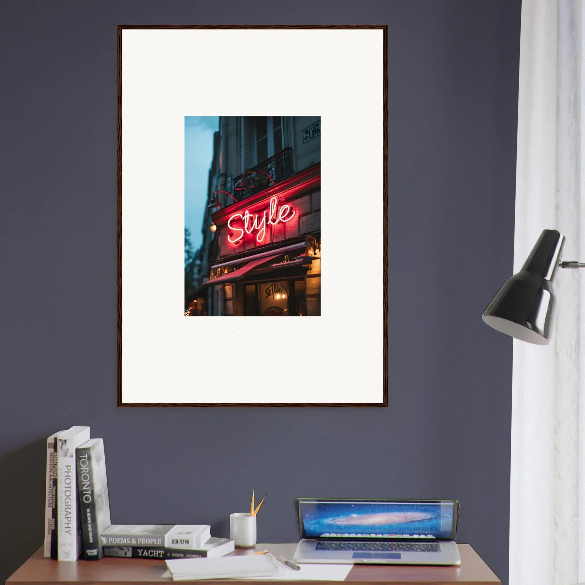 Framed wall art of a neon Style sign, perfect for urban dreaming room decor