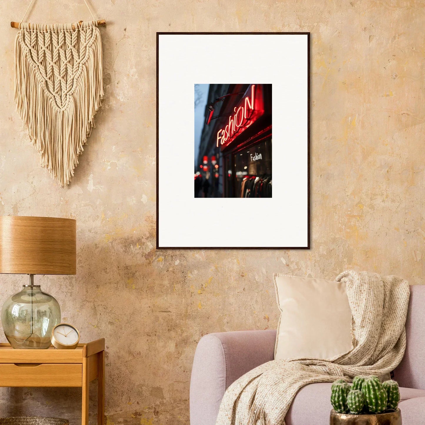 Framed photograph of Neon Urban Symphony sign, perfect for room decoration