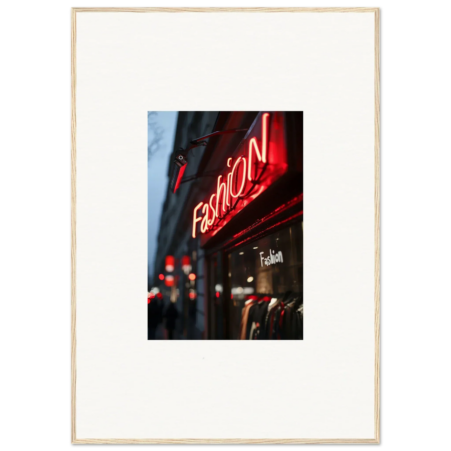 Neon red Fashion sign adds flair to urban symphony room decoration canvas print