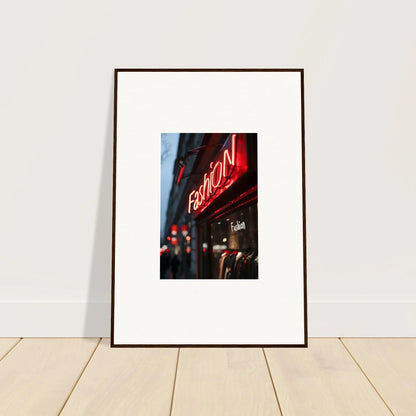 Framed photograph of a neon Ramen sign, perfect for urban symphony room decoration