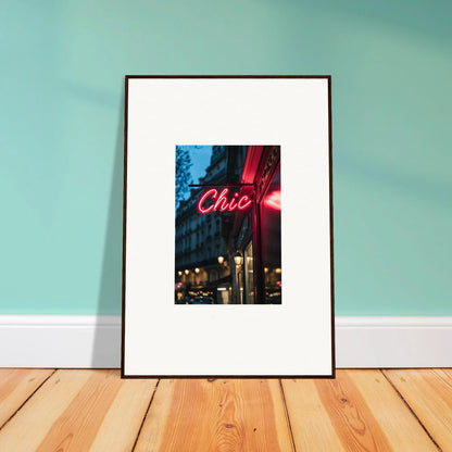 Framed Chic neon sign glowing in a nighttime urban backdrop of Neon Urban Whispers