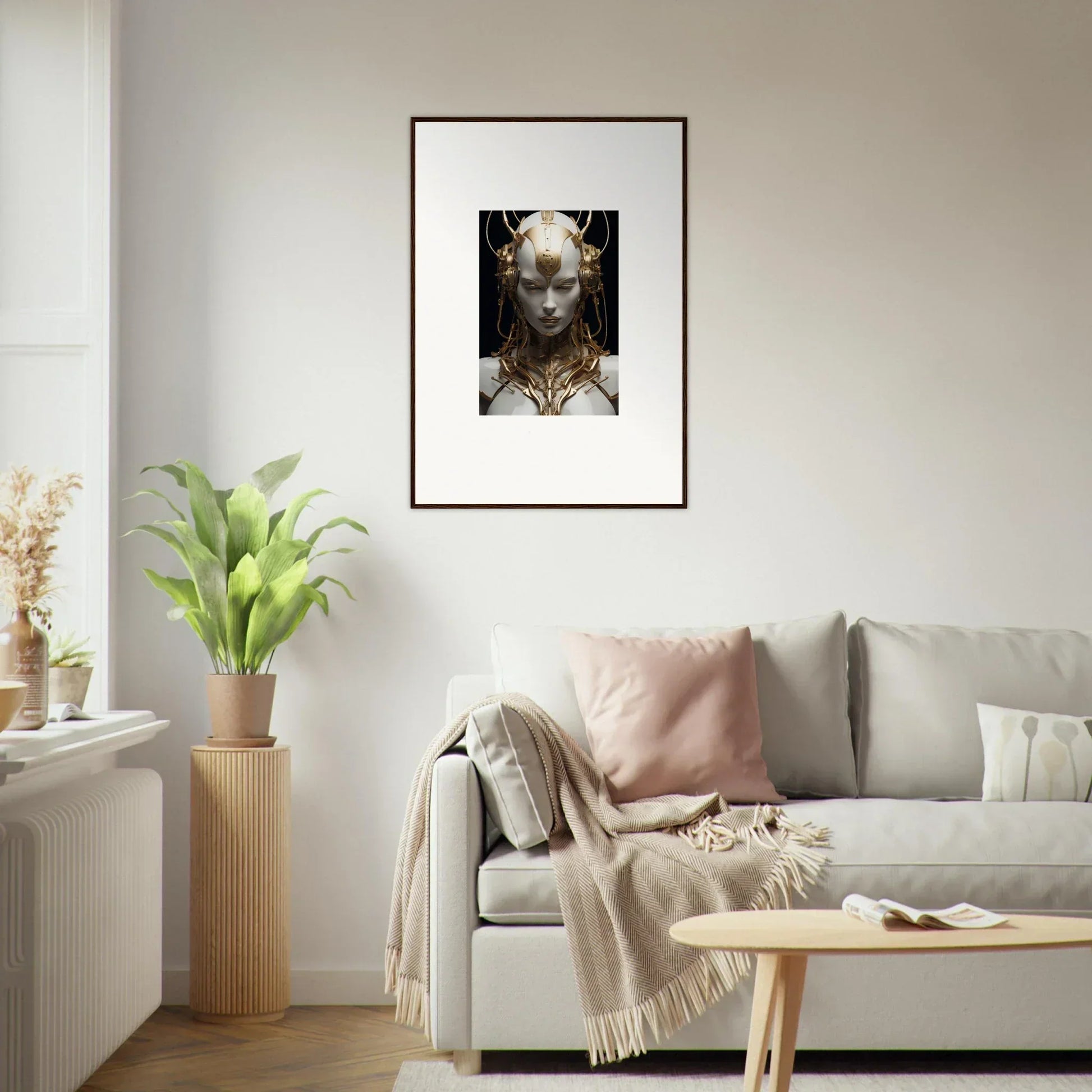 Framed canvas print of a pale figure, perfect for adding a touch of Monarch Dream to your room decoration