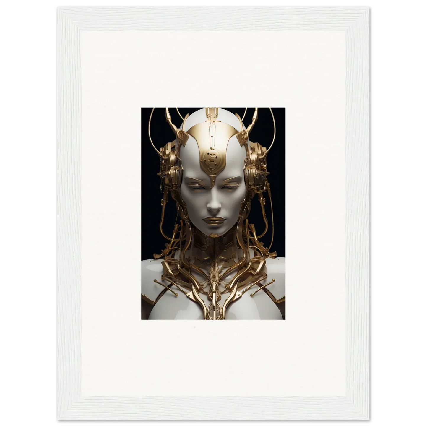 Futuristic sculpture with golden headdress for your Monarch Dream room decoration canvas print