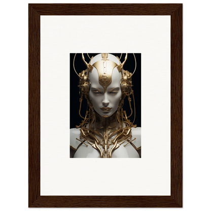 Futuristic humanoid art with gold headpieces for a stylish Monarch Dream canvas print