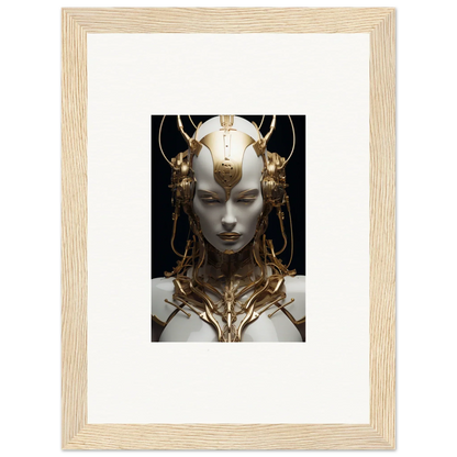 Framed canvas print of a futuristic humanoid figure for unique room decoration