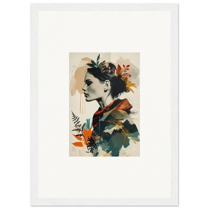 Artistic portrait of a woman’s profile with autumn foliage for autumn waltz room decor