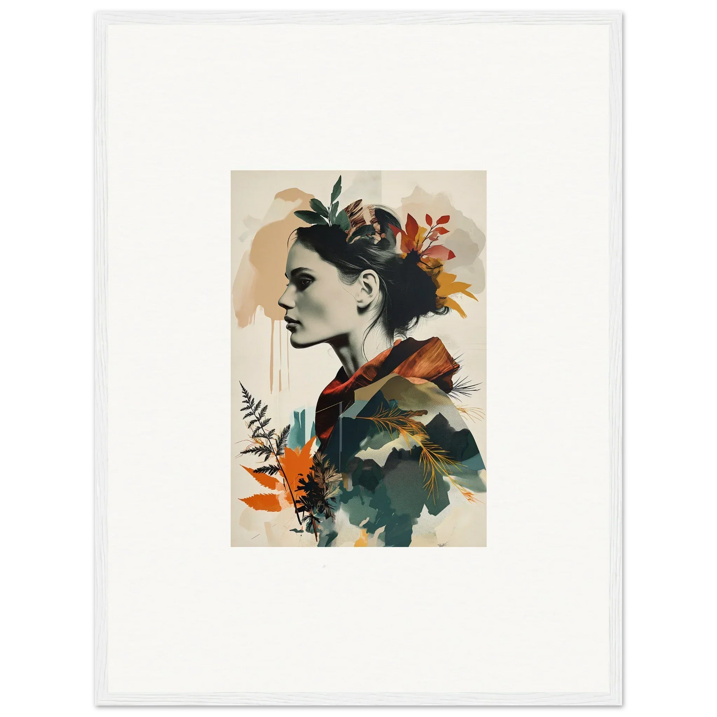 Portrait of a woman with autumn leaves for autumn waltz themed room decor