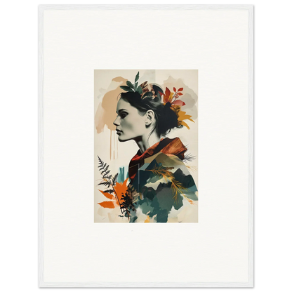 Portrait of a woman with autumn leaves for autumn waltz themed room decor