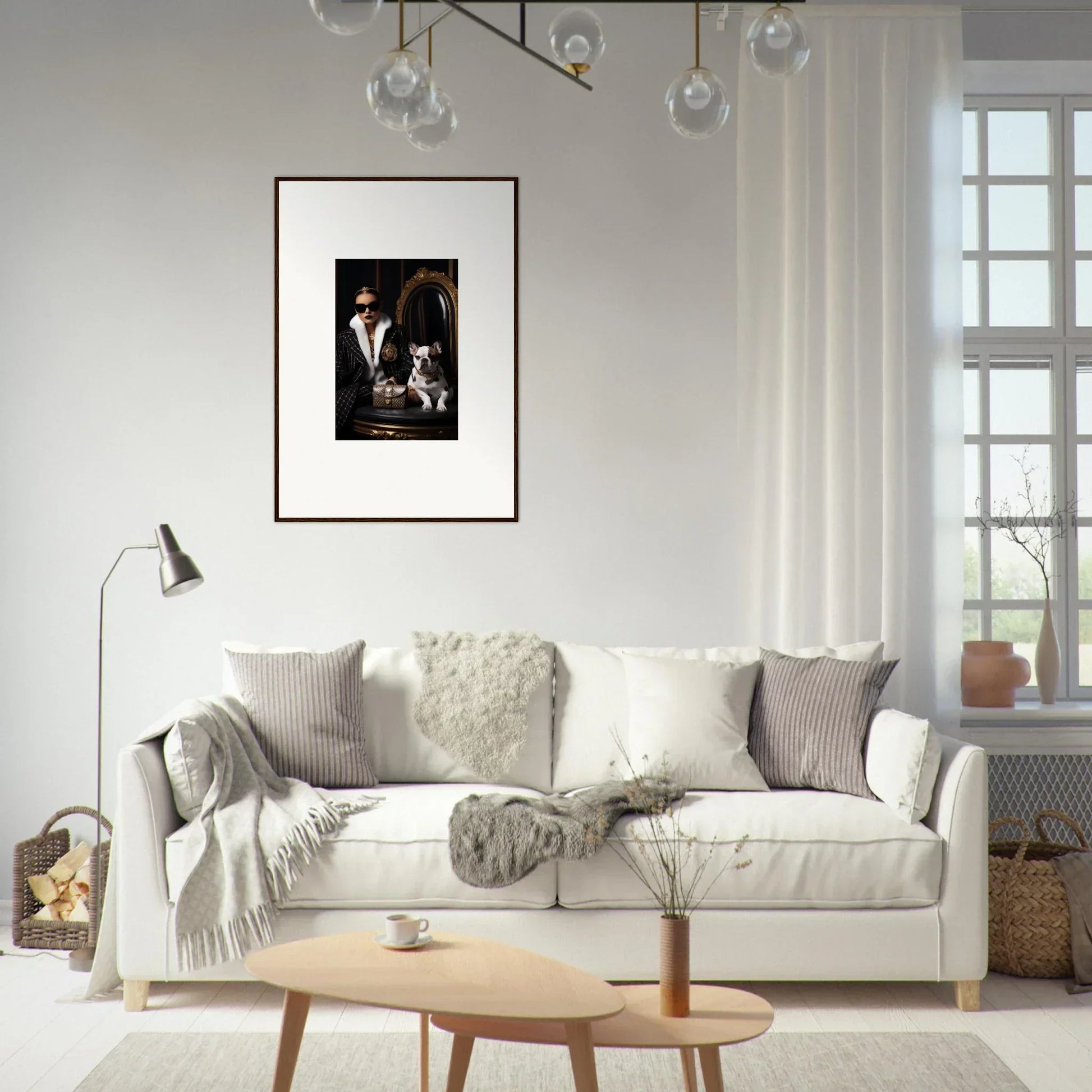 Cozy White Sofa with Gray and Cream Pillows from Nocturnal Bohemian Dialogue Special Edition Art