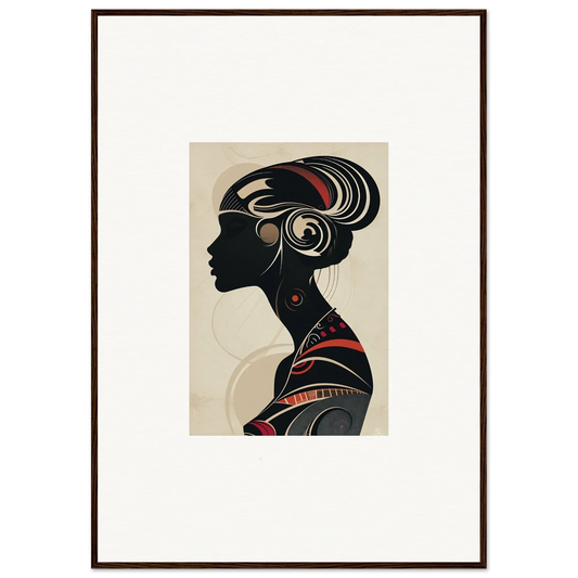 Stylized silhouette of a woman with hair and jewelry perfect for Muse Blossoms canvas print