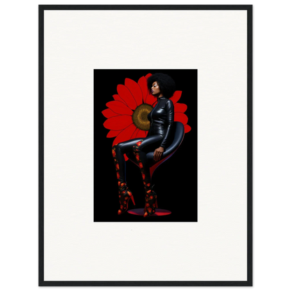 Stylized portrait of Noir Petal Goddess for chic room decoration canvas print