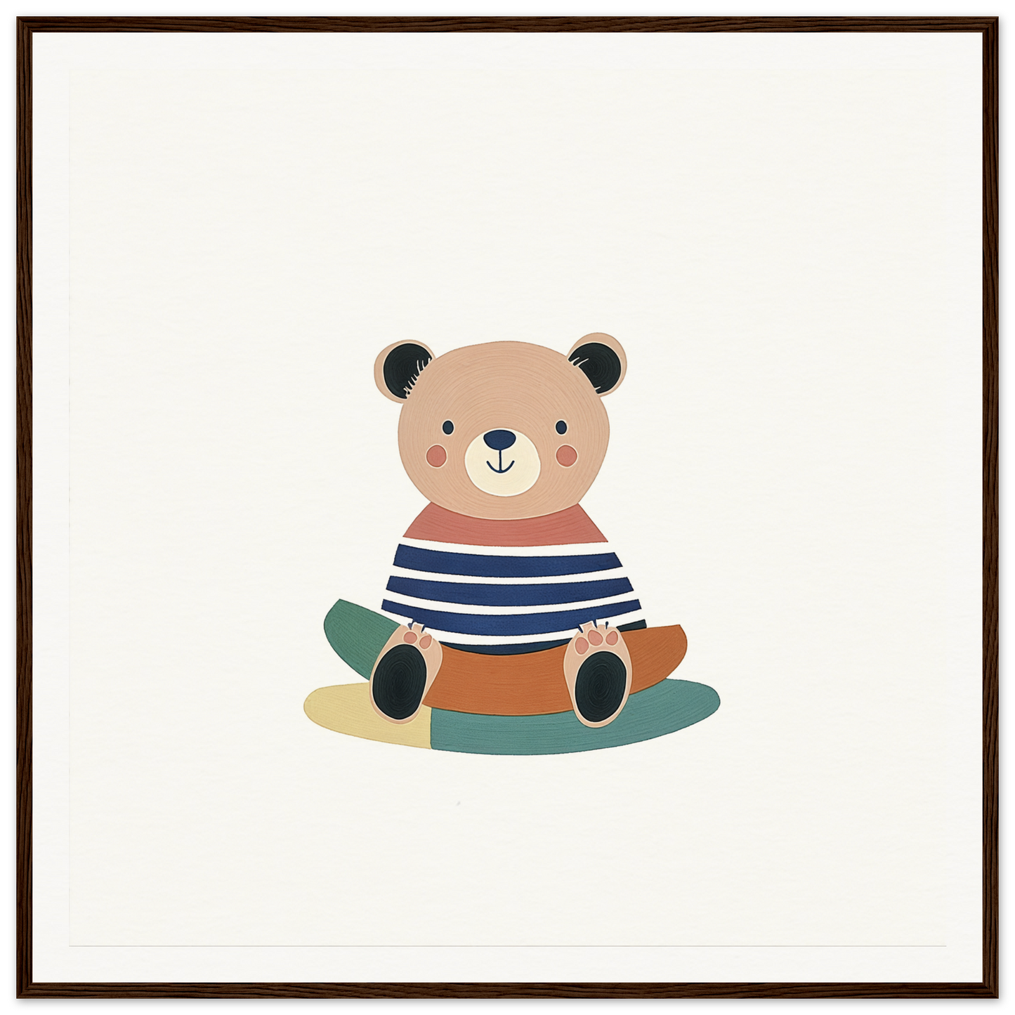 Cartoon teddy bear in navy striped shirt from Nostalgic Teddy Reverie collection