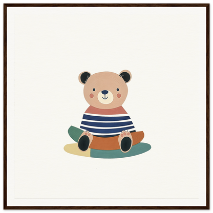Cartoon teddy bear in navy striped shirt from Nostalgic Teddy Reverie collection