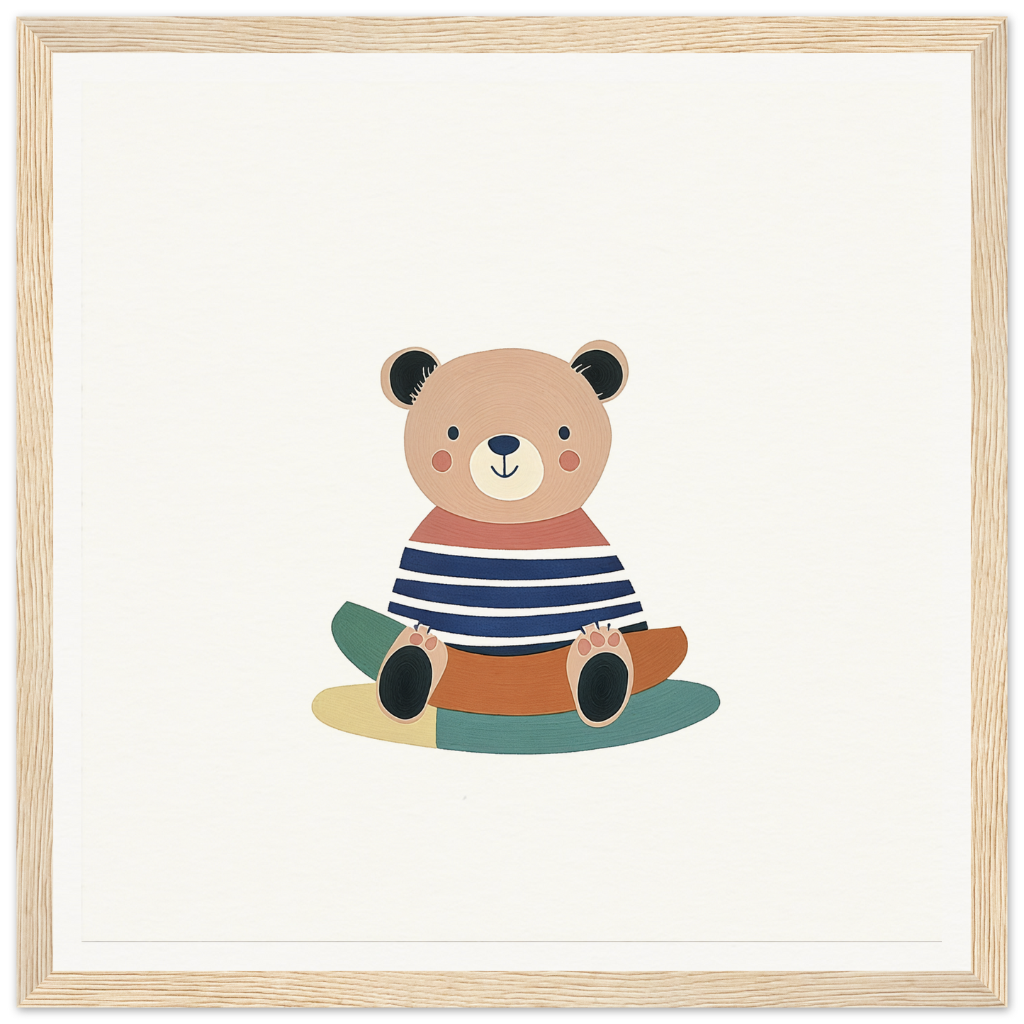 Cute cartoon bear in navy striped shirt from Nostalgic Teddy Reverie collection
