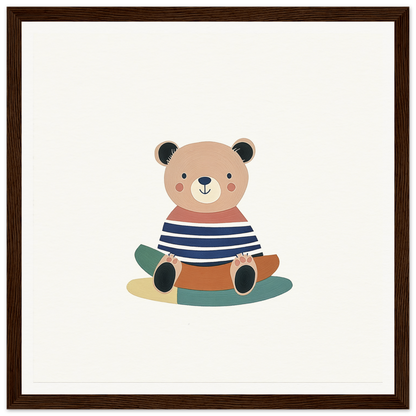 Cute cartoon bear in blue stripes from Nostalgic Teddy Reverie collection