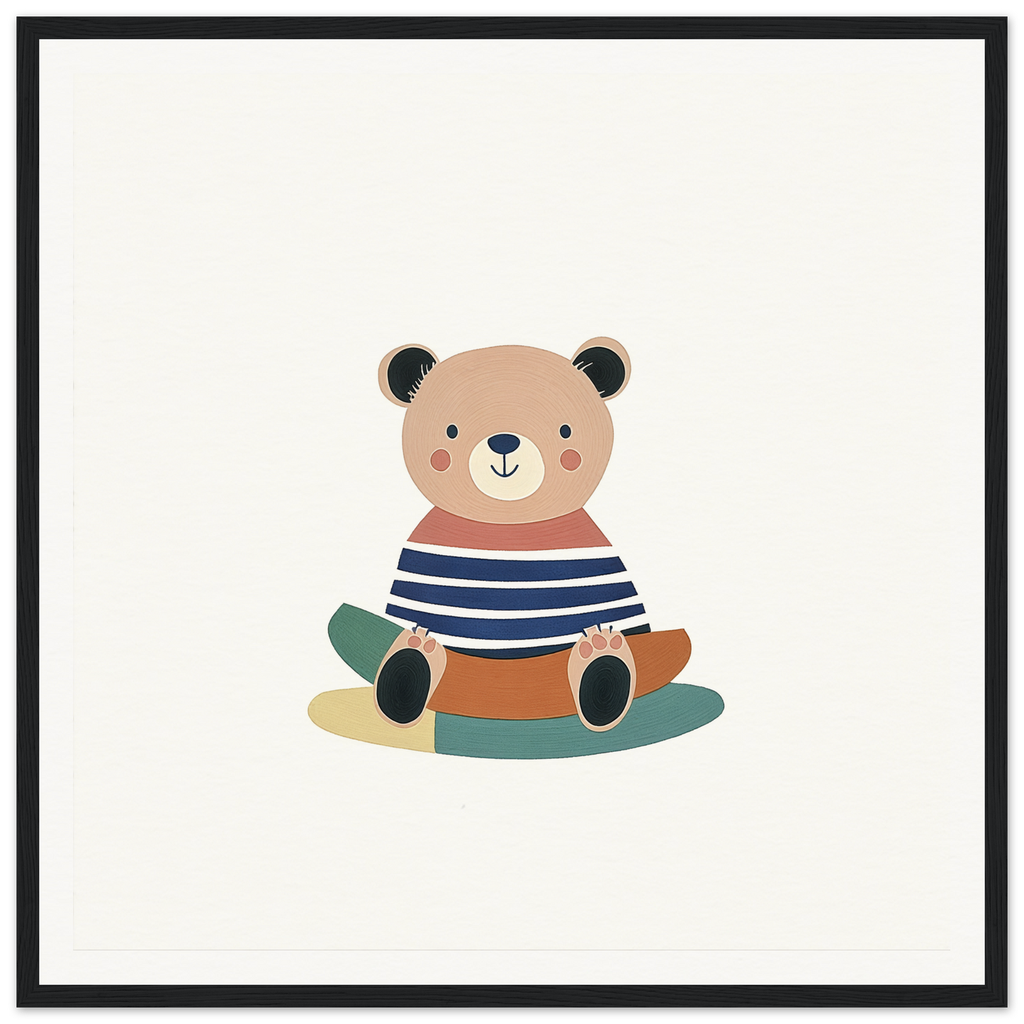 Cartoon bear in blue and white striped shirt from Nostalgic Teddy Reverie