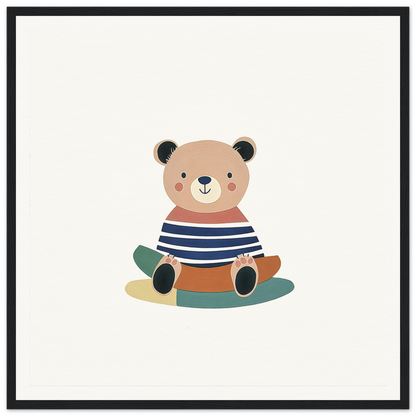 Cartoon bear in blue and white striped shirt from Nostalgic Teddy Reverie