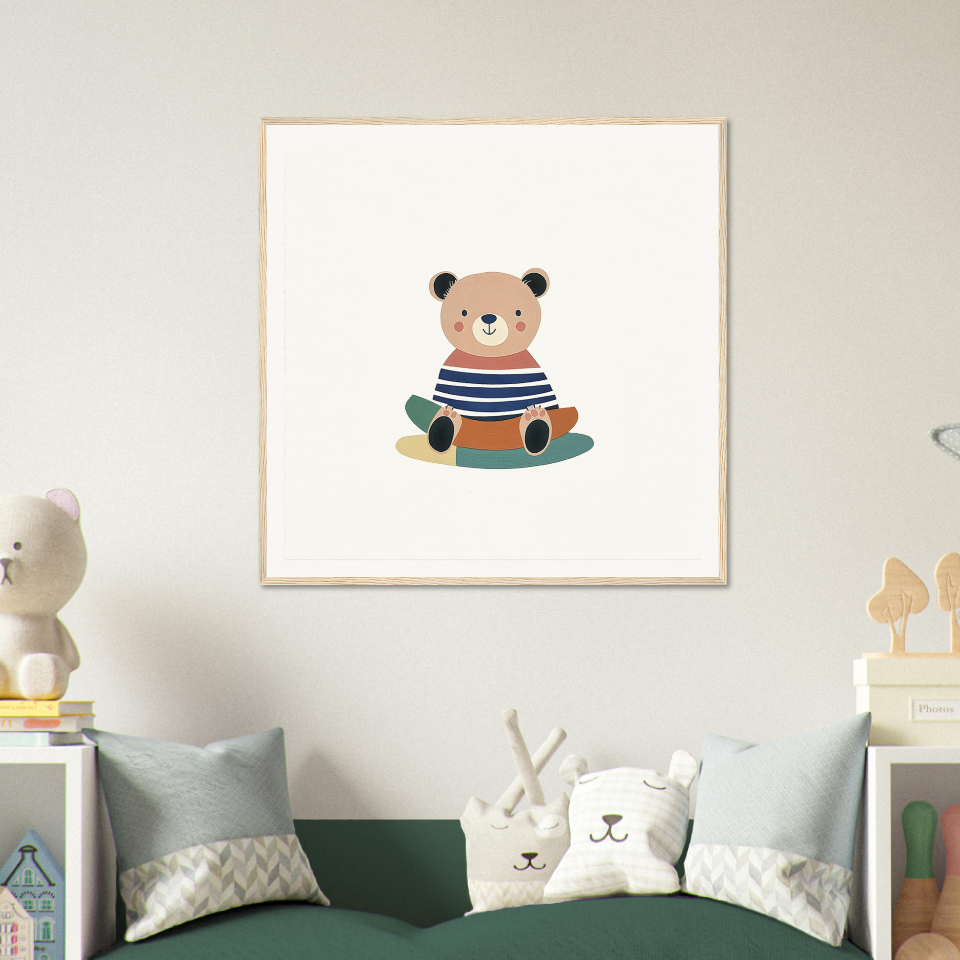 Cute cartoon bear in a striped shirt from Nostalgic Teddy Reverie collection
