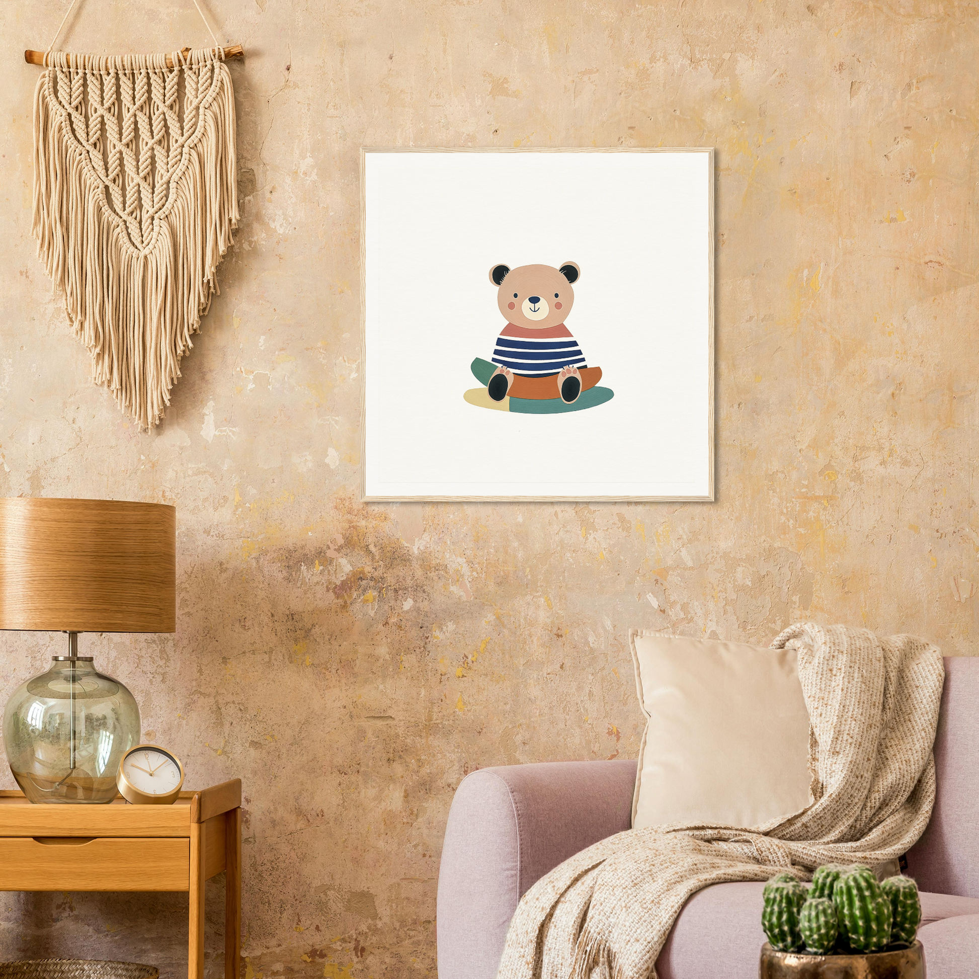 Cute cartoon teddy bear in a striped sailor shirt from Nostalgic Teddy Reverie
